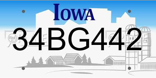 34BG442 Iowa License Plate