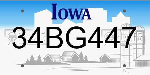 34BG447 Iowa License Plate
