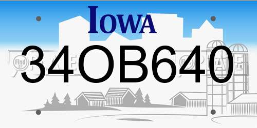 34OB640 Iowa License Plate