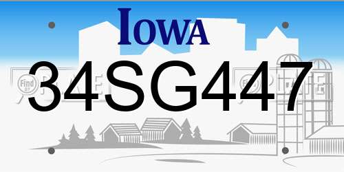 34SG447 Iowa License Plate