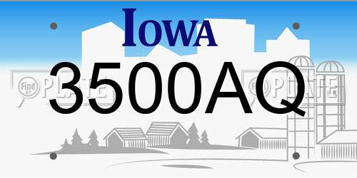 3500AQ Iowa License Plate