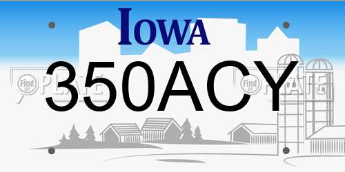 350ACY Iowa License Plate