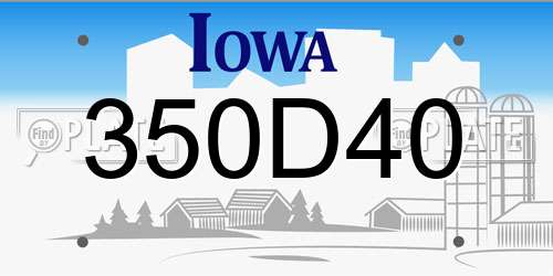 350D40 Iowa License Plate