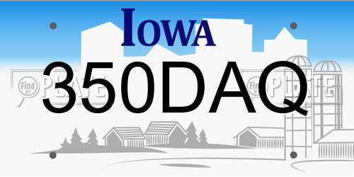 350DAQ Iowa License Plate