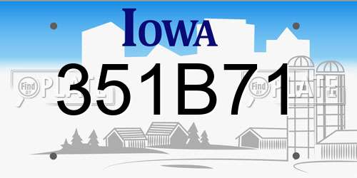 351B71 Iowa License Plate