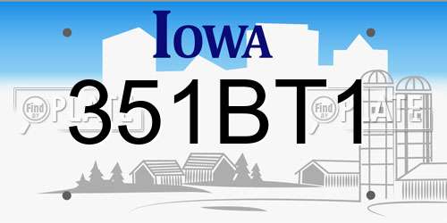 351BT1 Iowa License Plate