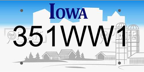 351WW1 Iowa License Plate