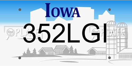 352LGI Iowa License Plate