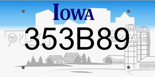 353B89 Iowa License Plate