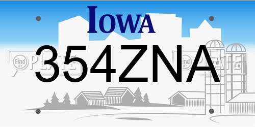 354ZNA Iowa License Plate