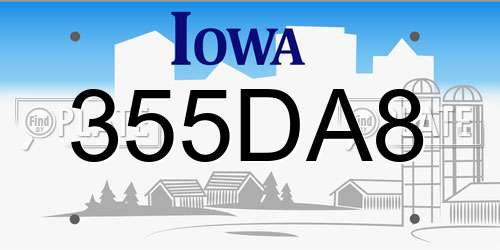 355DA8 Iowa License Plate
