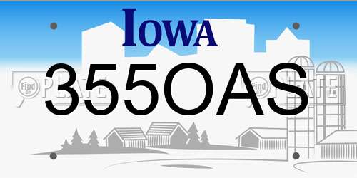 355OAS Iowa License Plate