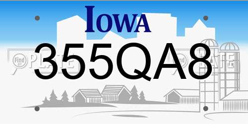 355QA8 Iowa License Plate