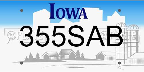 355SAB Iowa License Plate