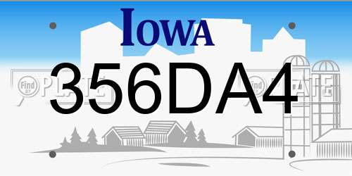 356DA4 Iowa License Plate
