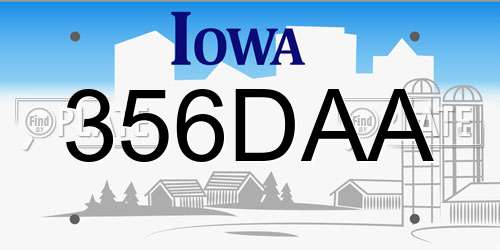 356DAA Iowa License Plate