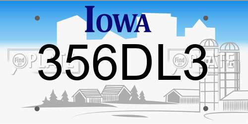 356DL3 Iowa License Plate
