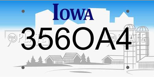 356OA4 Iowa License Plate