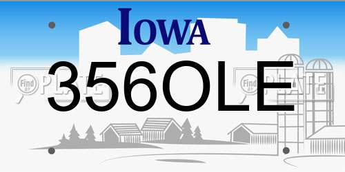 356OLE Iowa License Plate