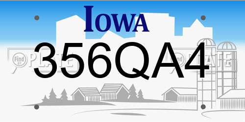 356QA4 Iowa License Plate