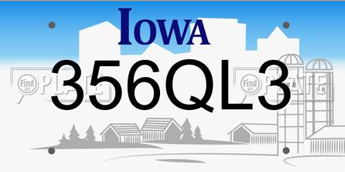 356QL3 Iowa License Plate