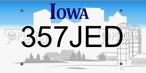 357JED Iowa License Plate