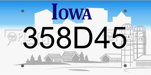 358D45 Iowa License Plate
