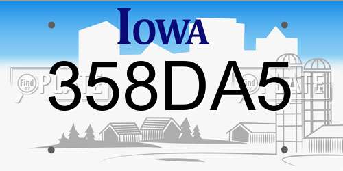 358DA5 Iowa License Plate