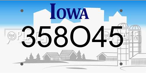 358O45 Iowa License Plate