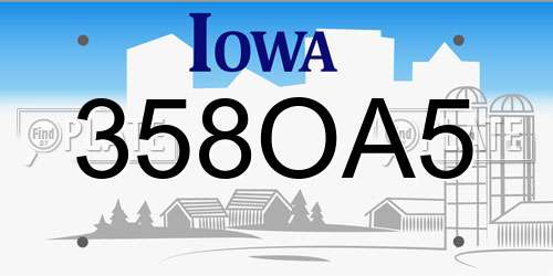 358OA5 Iowa License Plate