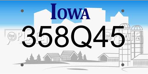 358Q45 Iowa License Plate