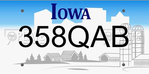 358QAB Iowa License Plate