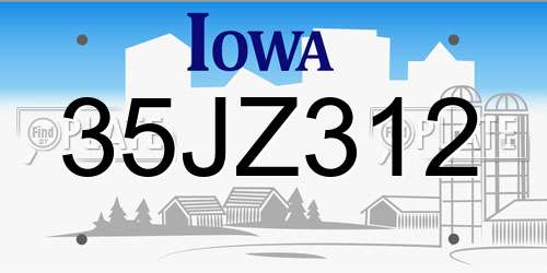 35JZ312 Iowa License Plate