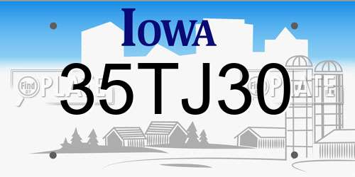 35TJ30 Iowa License Plate