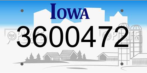 3600472 Iowa License Plate