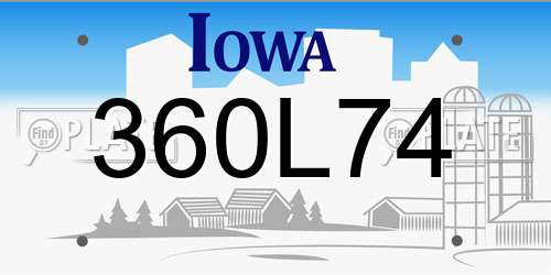 360L74 Iowa License Plate