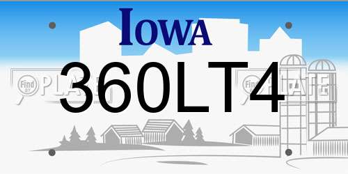 360LT4 Iowa License Plate