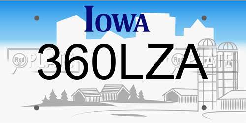 360LZA Iowa License Plate