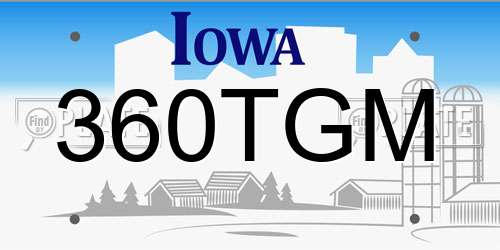 360TGM Iowa License Plate