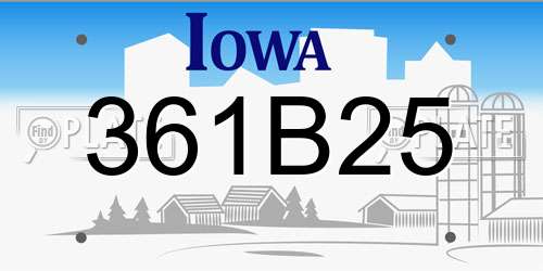 361B25 Iowa License Plate