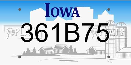 361B75 Iowa License Plate