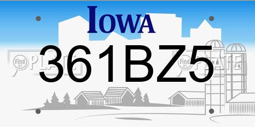 361BZ5 Iowa License Plate