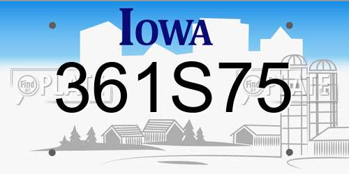 361S75 Iowa License Plate