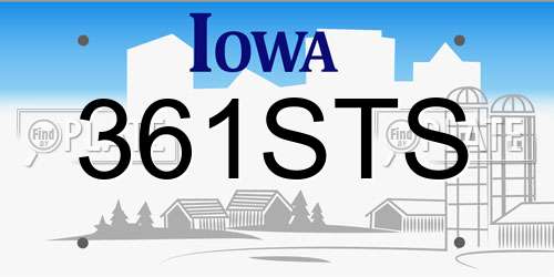 361STS Iowa License Plate