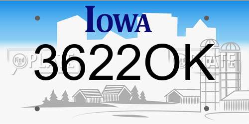 3622OK Iowa License Plate