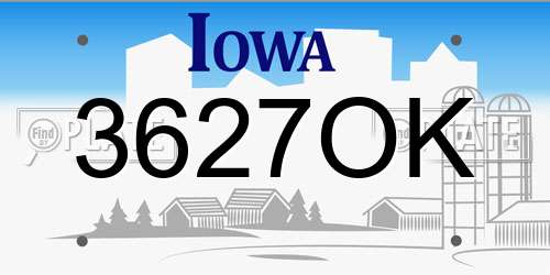 3627OK Iowa License Plate