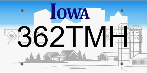 362TMH Iowa License Plate