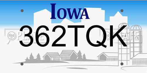 362TQK Iowa License Plate