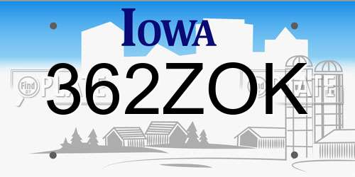 362ZOK Iowa License Plate