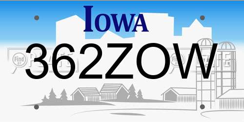 362ZOW Iowa License Plate